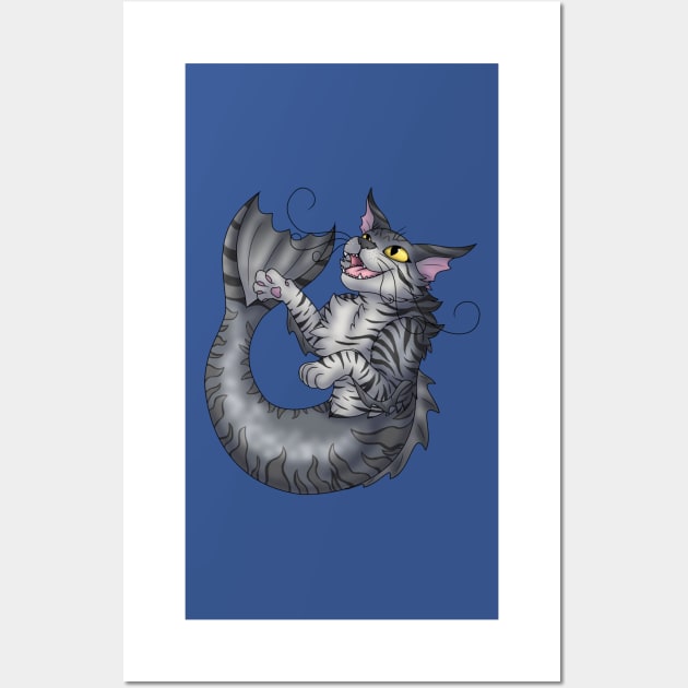 Purrmaid: Silver Tabby Wall Art by spyroid101